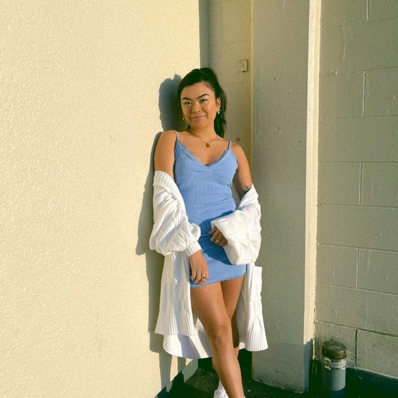 Tigermist Blue V-Neck Dress - Picture 1 of 2
